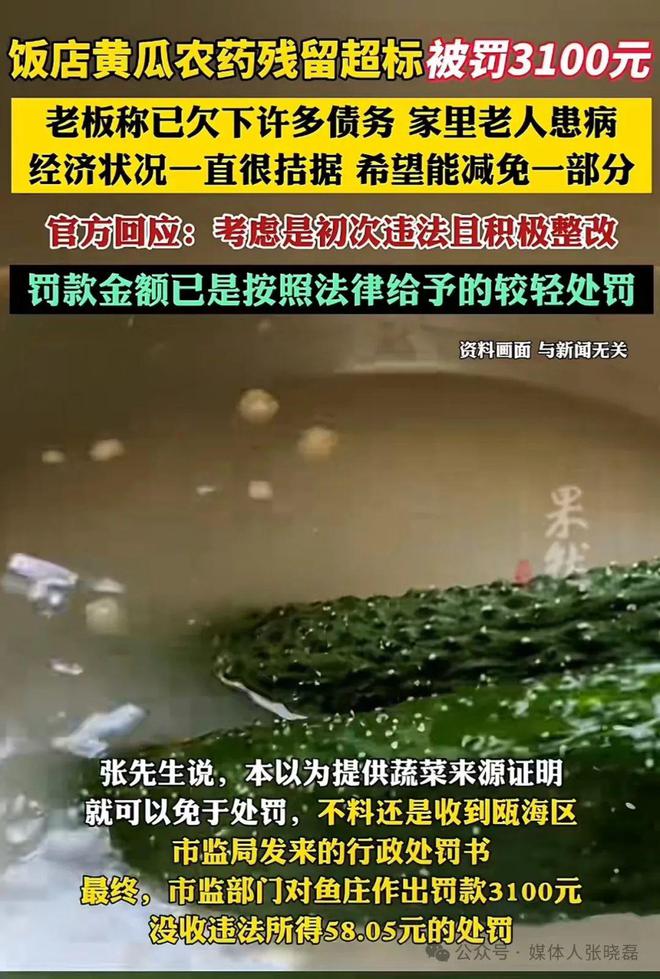 饭店黄瓜农药残留超标被罚3100块钱(图2)